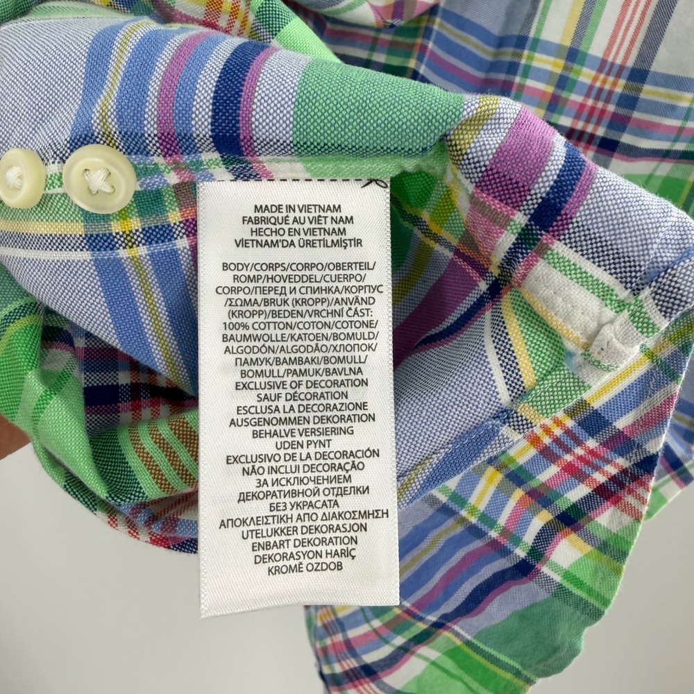 Polo Ralph Lauren Mens Slim Fit Plaid Button Down Shirt Green Blue L NWT - Picture 9 of 9